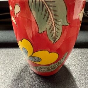 Red Floral Ceramic Mug with Yellow Flower Accent/world market brand